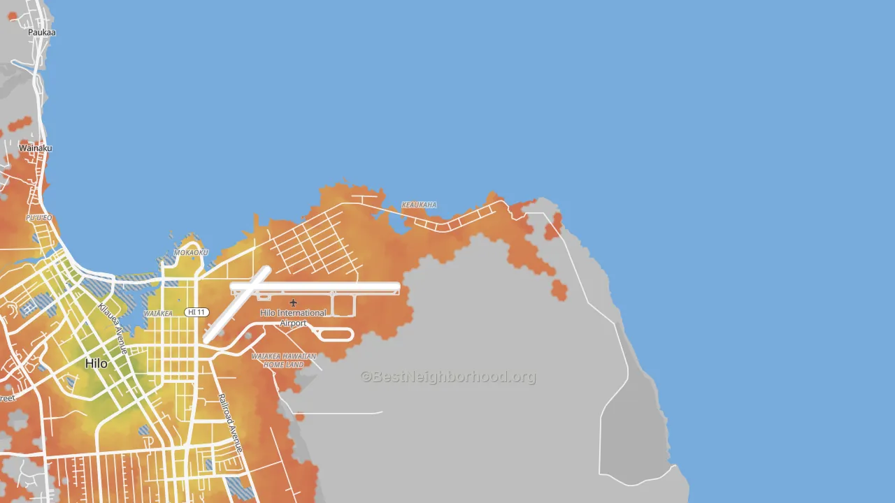 Bike Grade map of Keaukaha, HI