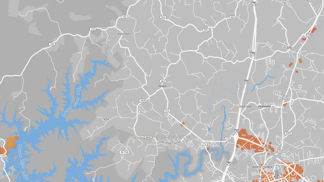 Bike Grade map of Keavy, KY