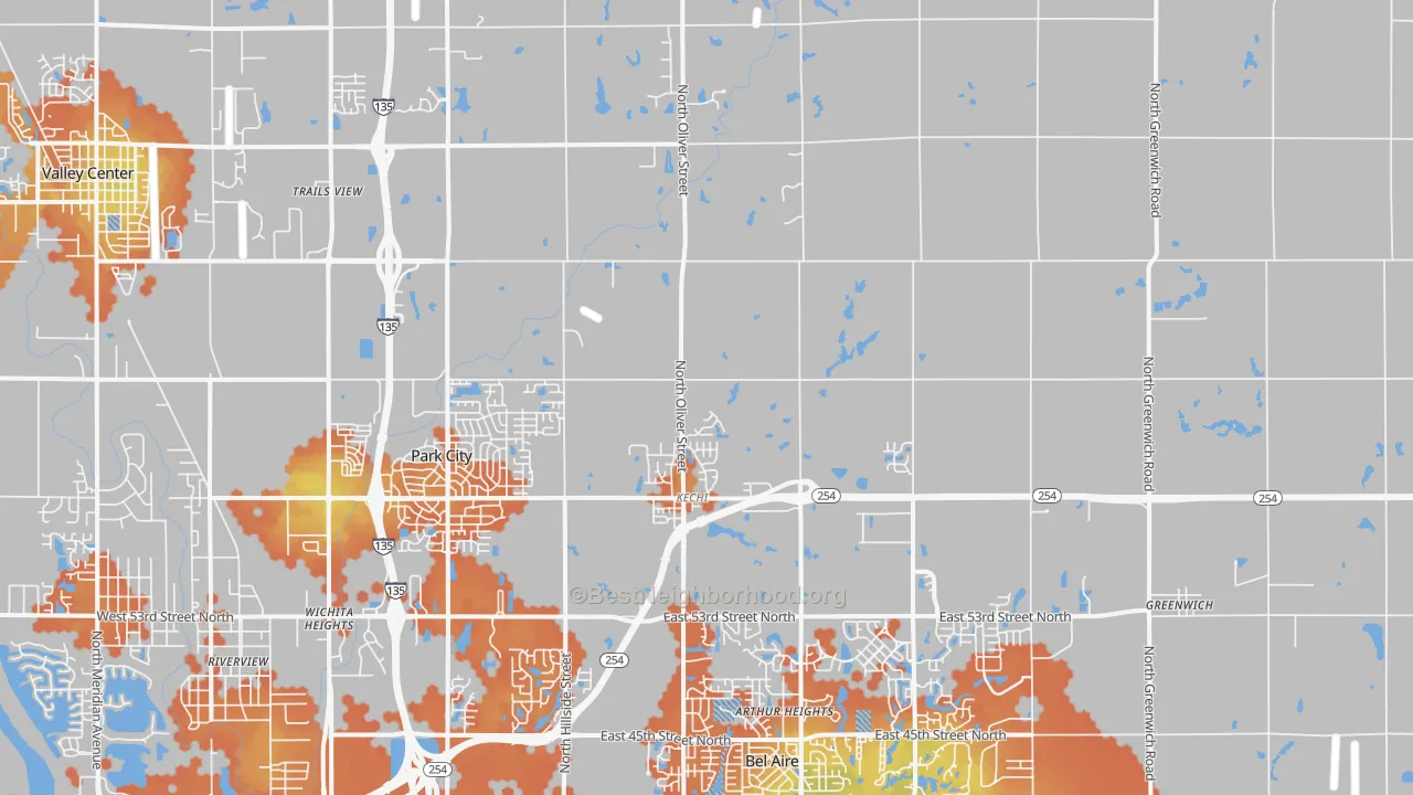 Bike Grade map of Kechi, KS