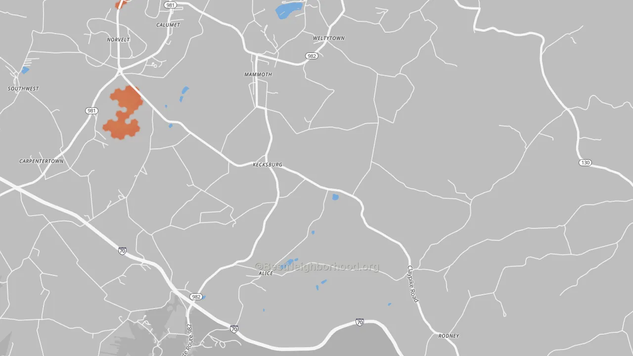 Bike Grade map of Kecksburg, PA