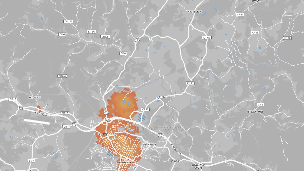 Bike Grade map of Kedron, WV