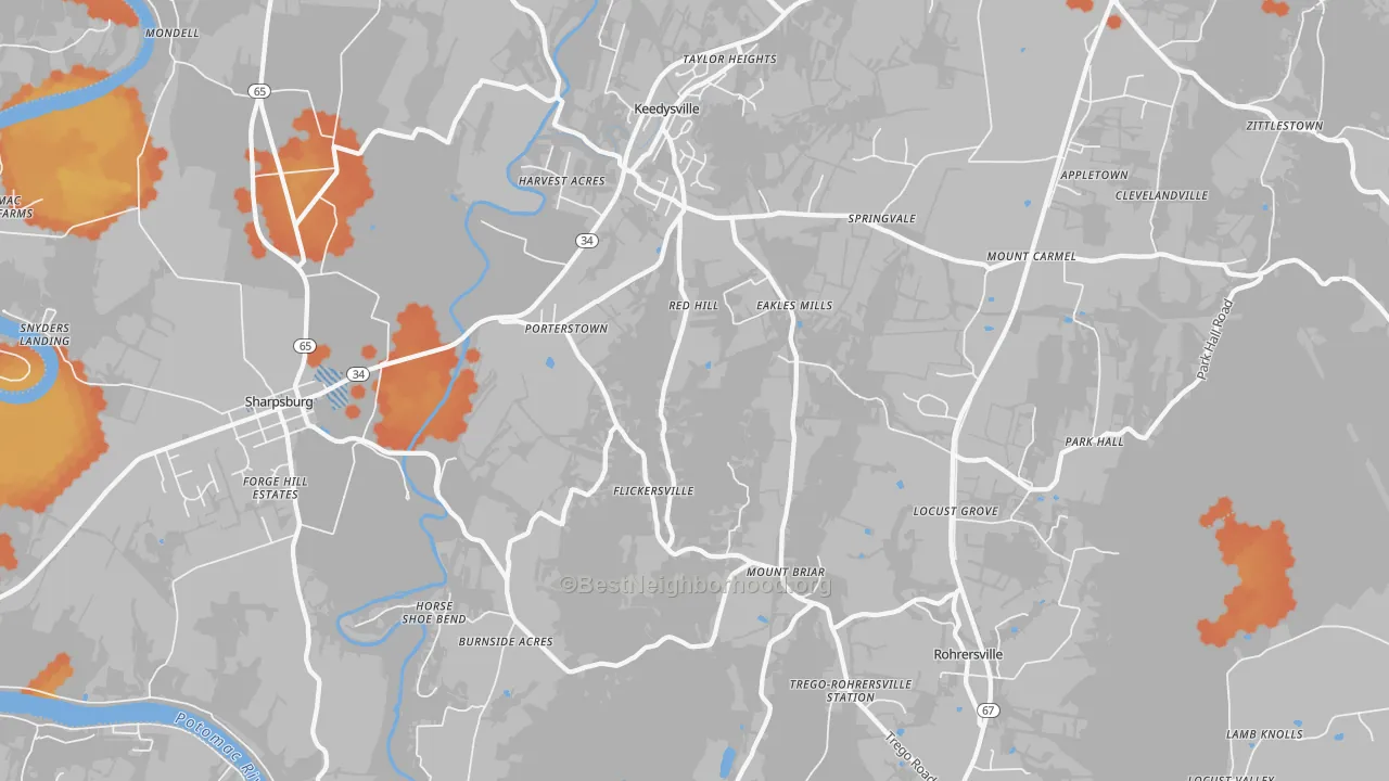 Bike Grade map of Keedysville, MD