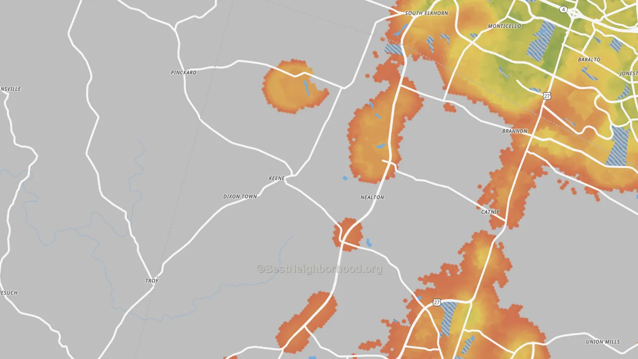 Bike Grade map of Keene, KY