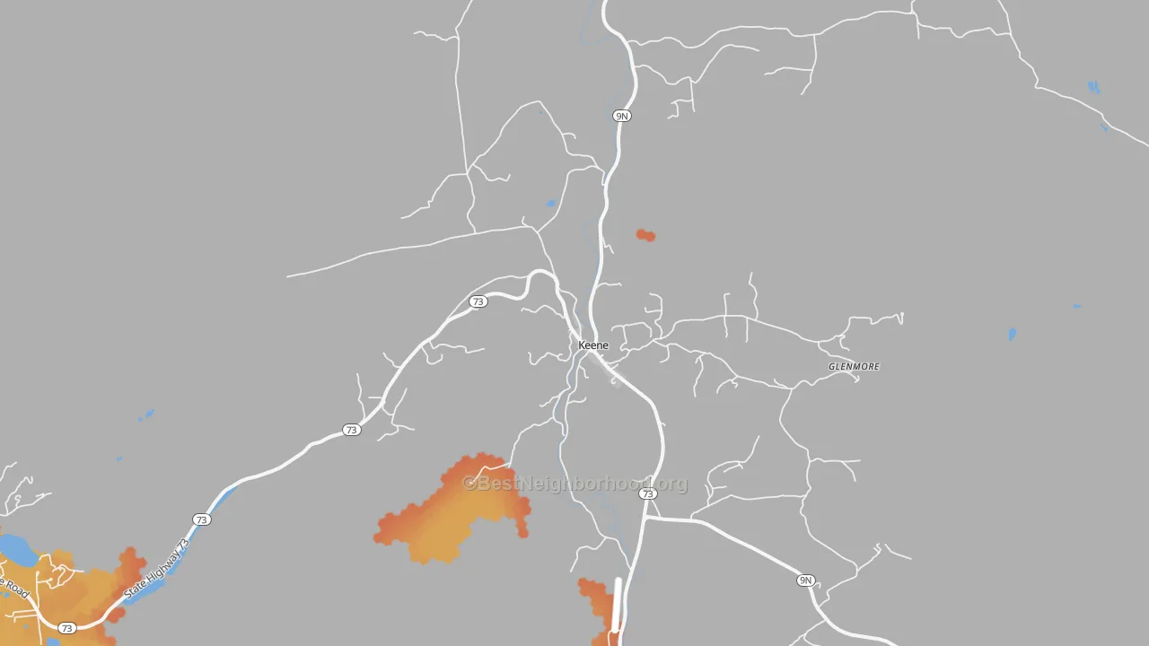 Bike Grade map of Keene, NY