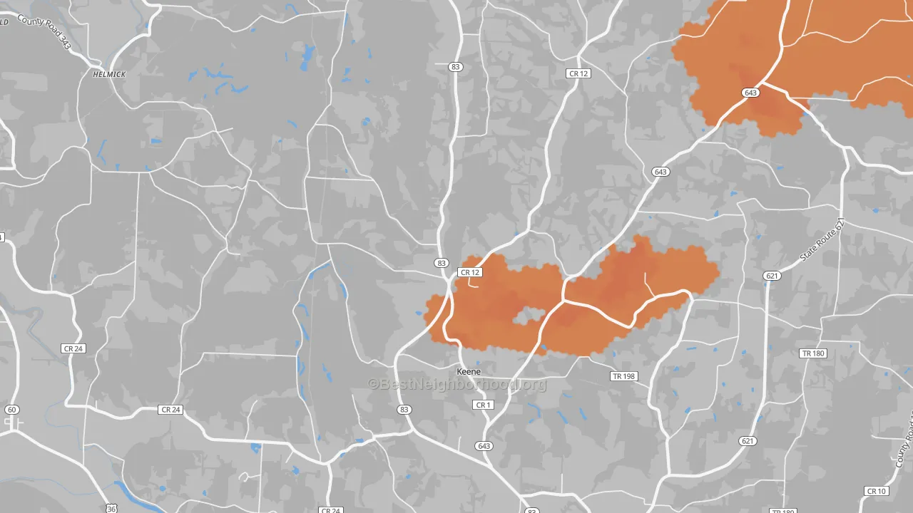 Bike Grade map of Keene, OH