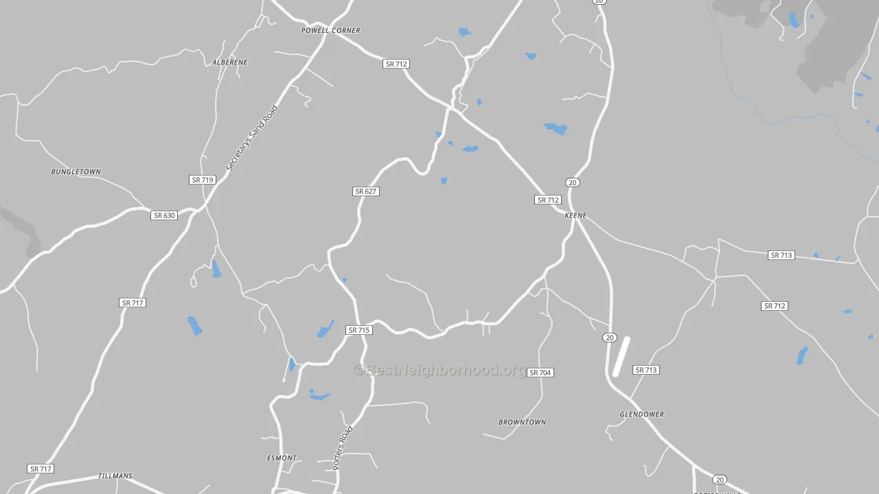 Bike Grade map of Keene, VA