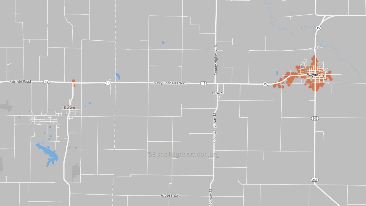 Bike Grade map of Keenes, IL