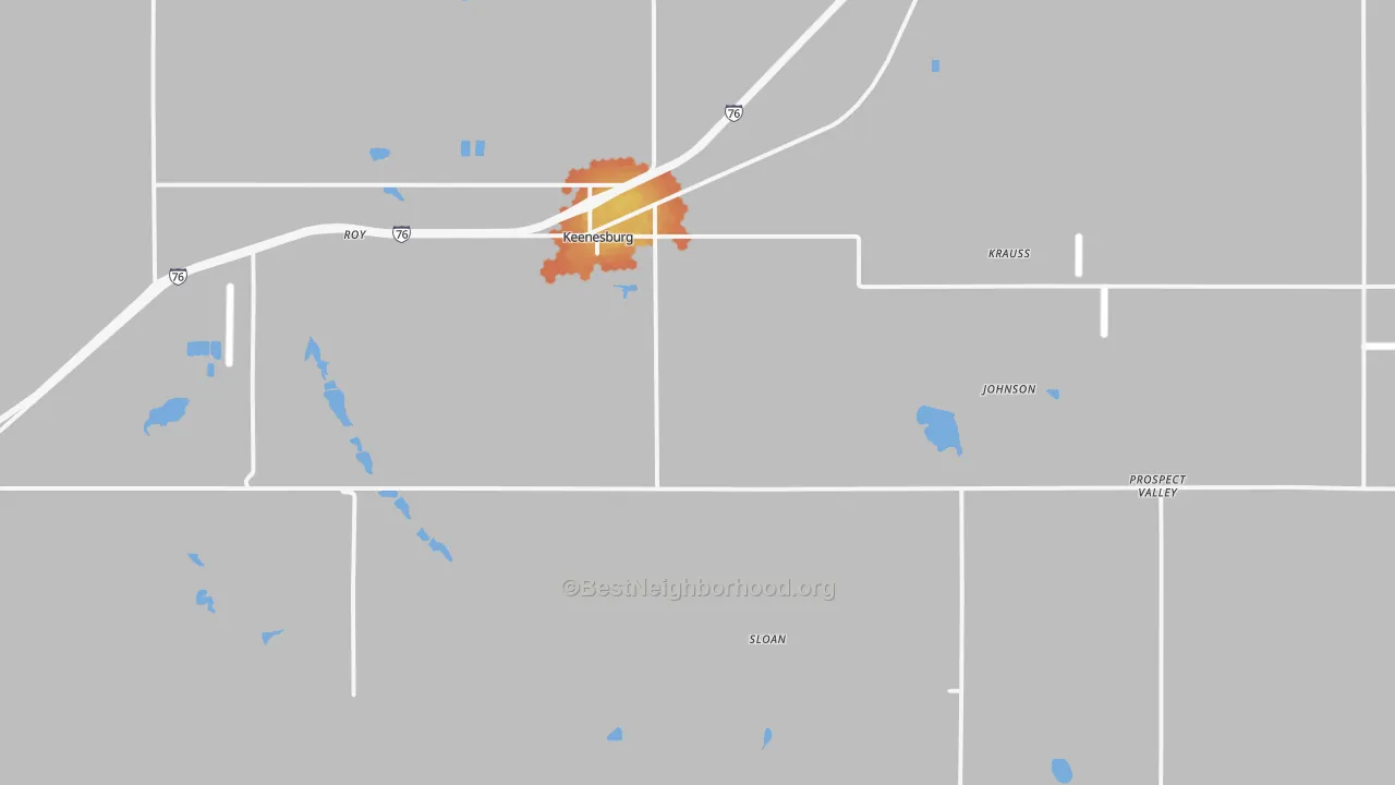 Bike Grade map of Keenesburg, CO