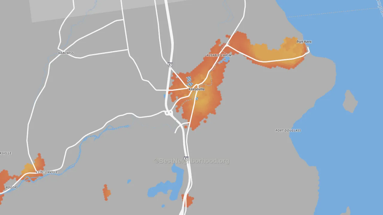 Bike Grade map of Keeseville, NY