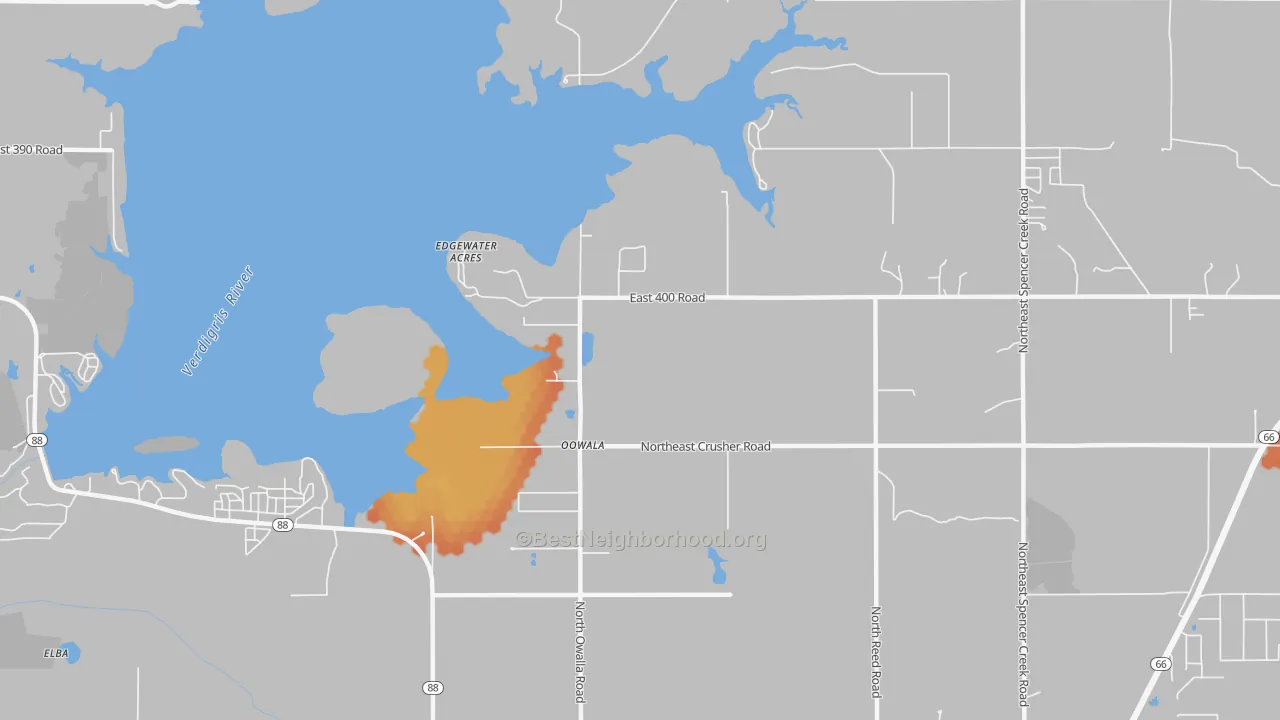 Bike Grade map of Keetonville, OK