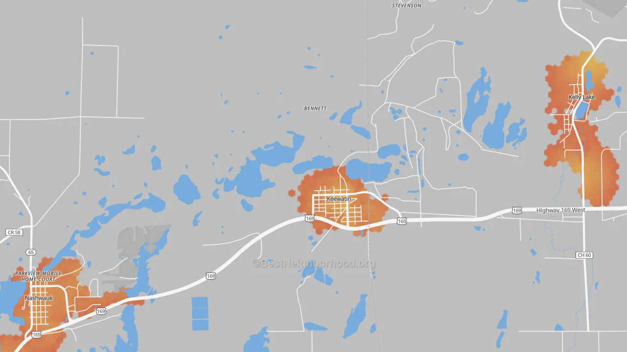 Bike Grade map of Keewatin, MN