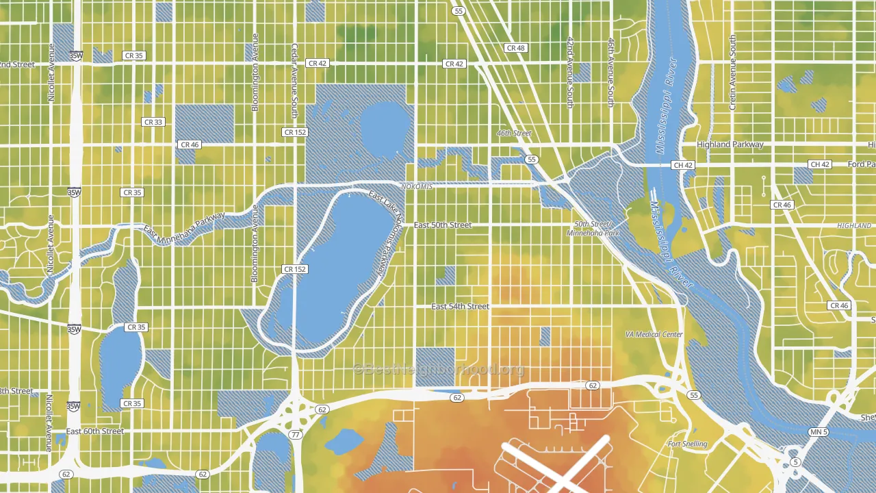 Bike Grade map of Keewaydin, Minneapolis, MN