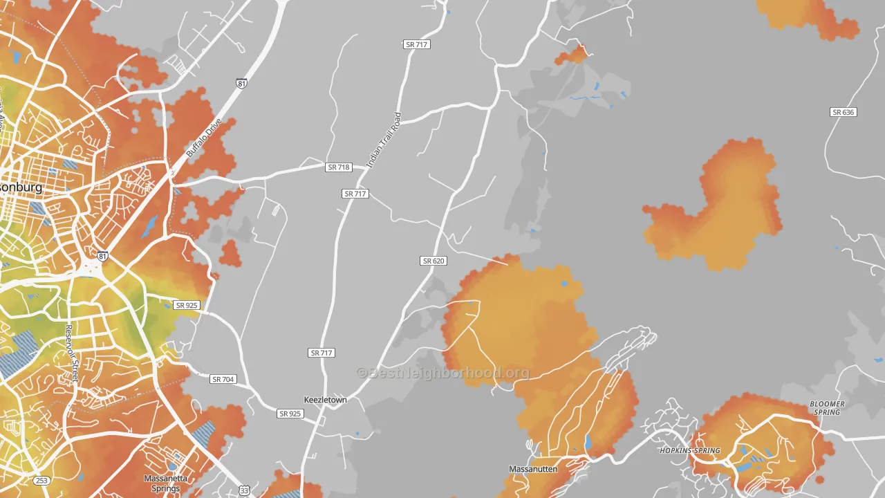 Bike Grade map of Keezletown, VA