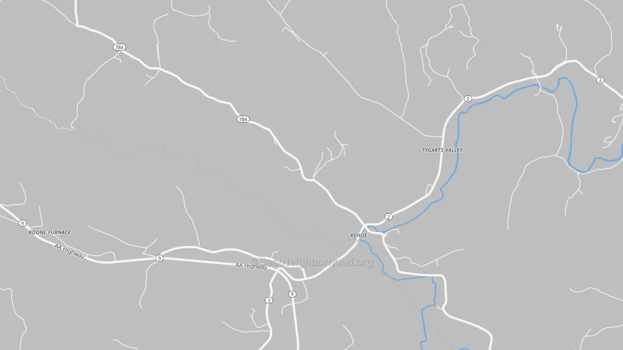 Bike Grade map of Kehoe, KY