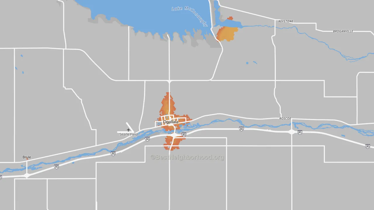 Bike Grade map of Keith County, NE