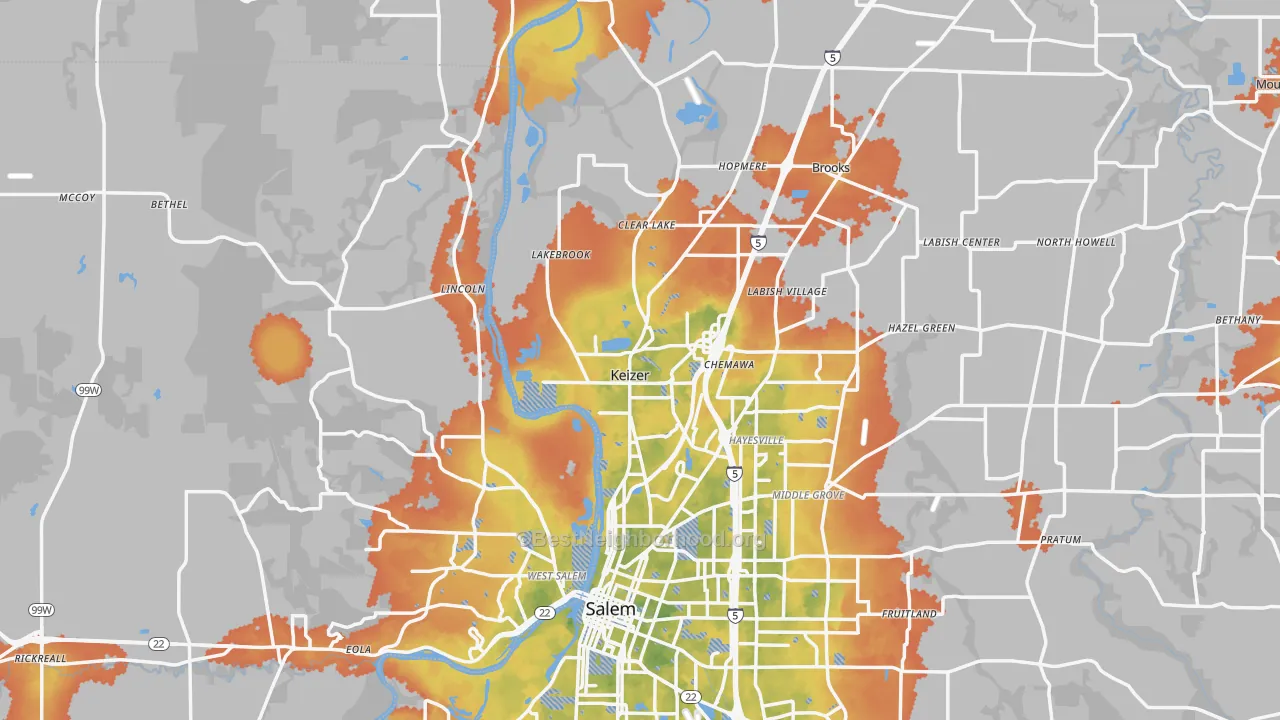 Bike Grade map of Keizer, OR