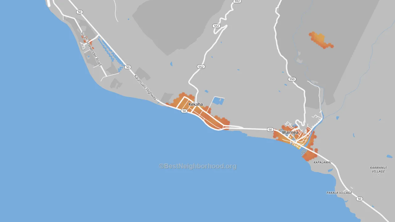 Bike Grade map of Kekaha, HI