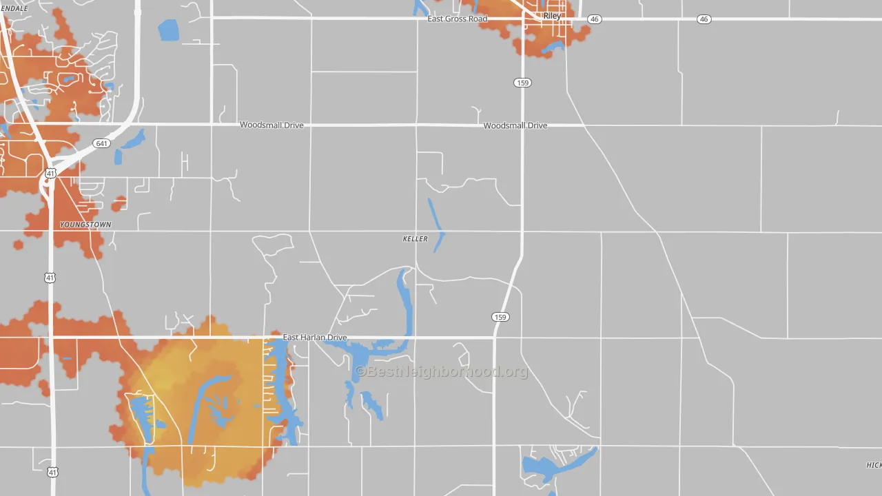 Bike Grade map of Keller, IN
