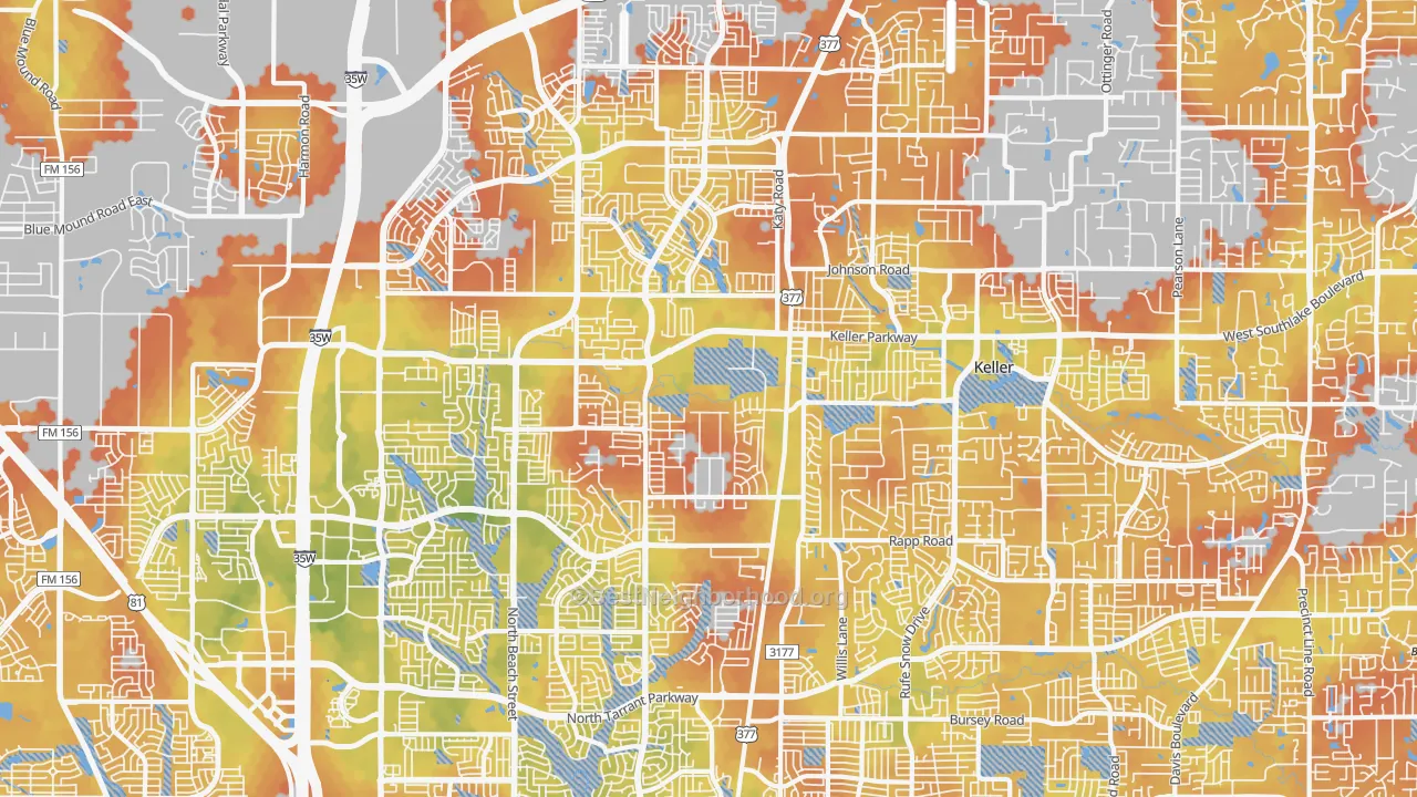 Bike Grade map of Keller, TX