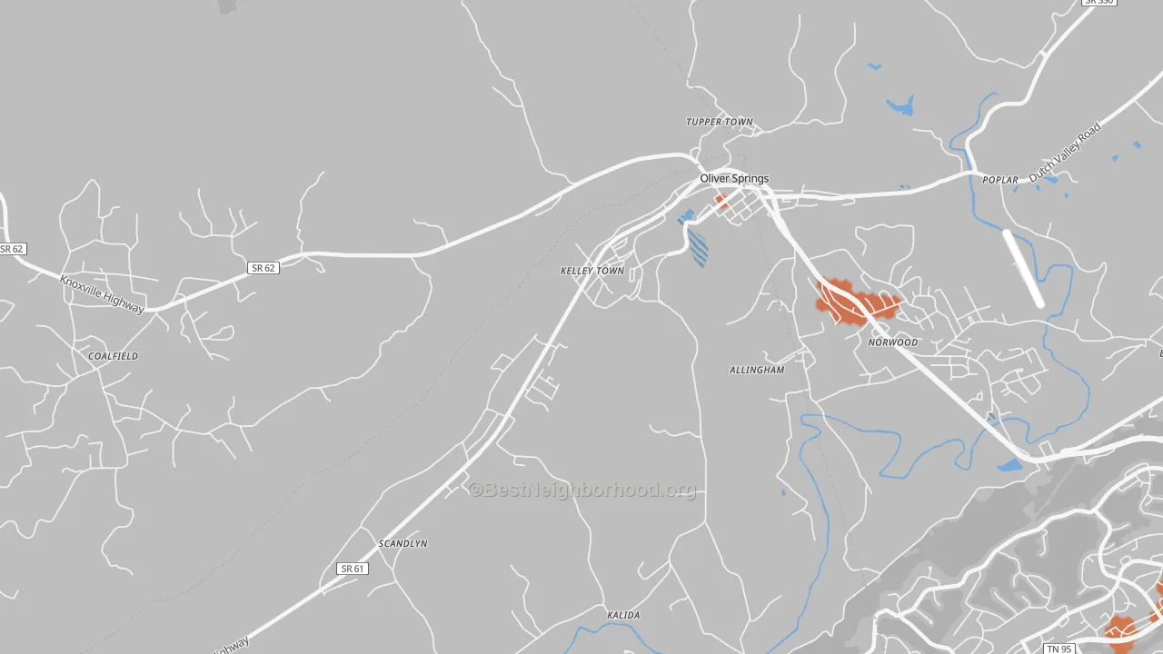 Bike Grade map of Kelley Town, TN