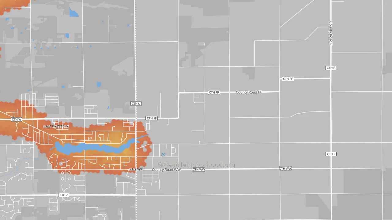 Bike Grade map of Kellner, WI