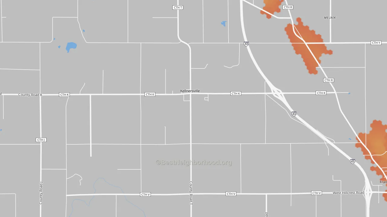 Bike Grade map of Kellnersville, WI