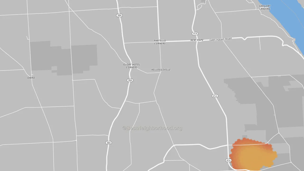 Bike Grade map of Kelloggsville, NY