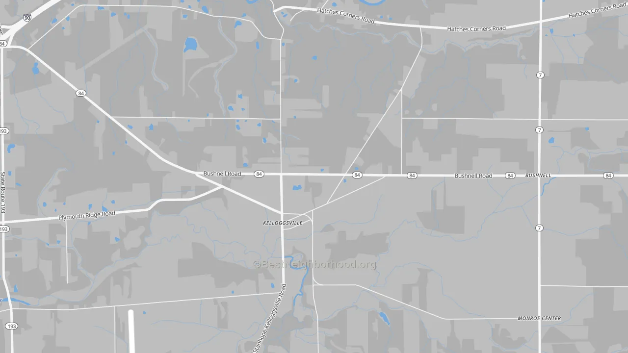 Bike Grade map of Kelloggsville, OH