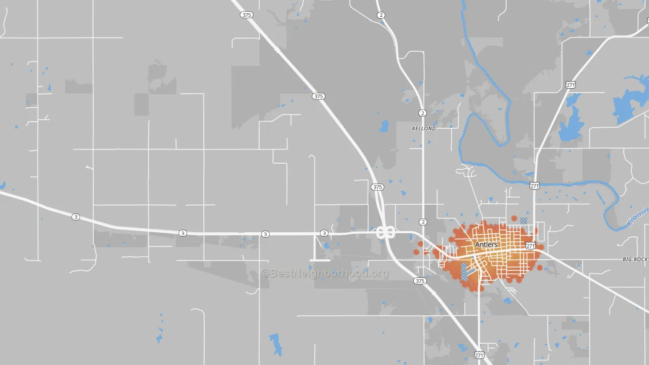 Bike Grade map of Kellond, OK