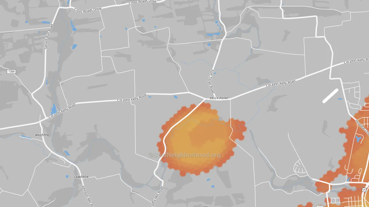 Bike Grade map of Kelly Point, PA
