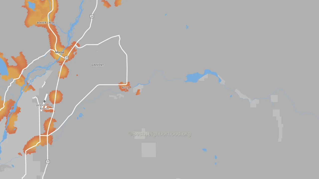 Bike Grade map of Kelly, WY