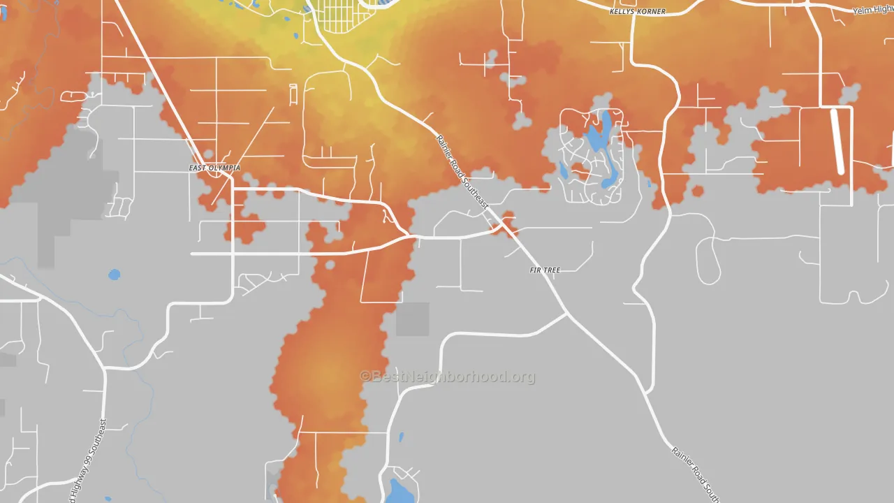 Bike Grade map of Kellys Korner, WA