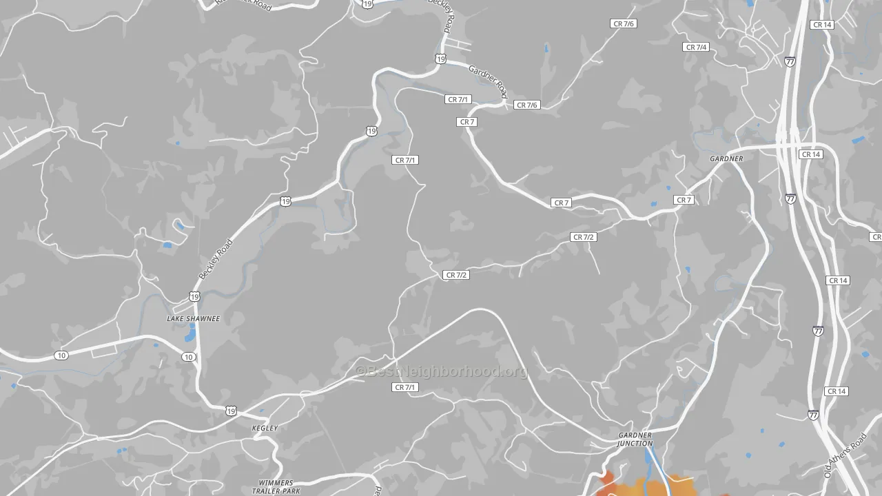 Bike Grade map of Kellysville, WV