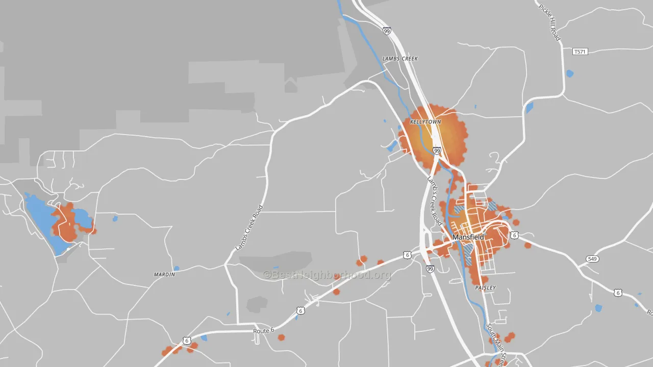 Bike Grade map of Kellytown, PA