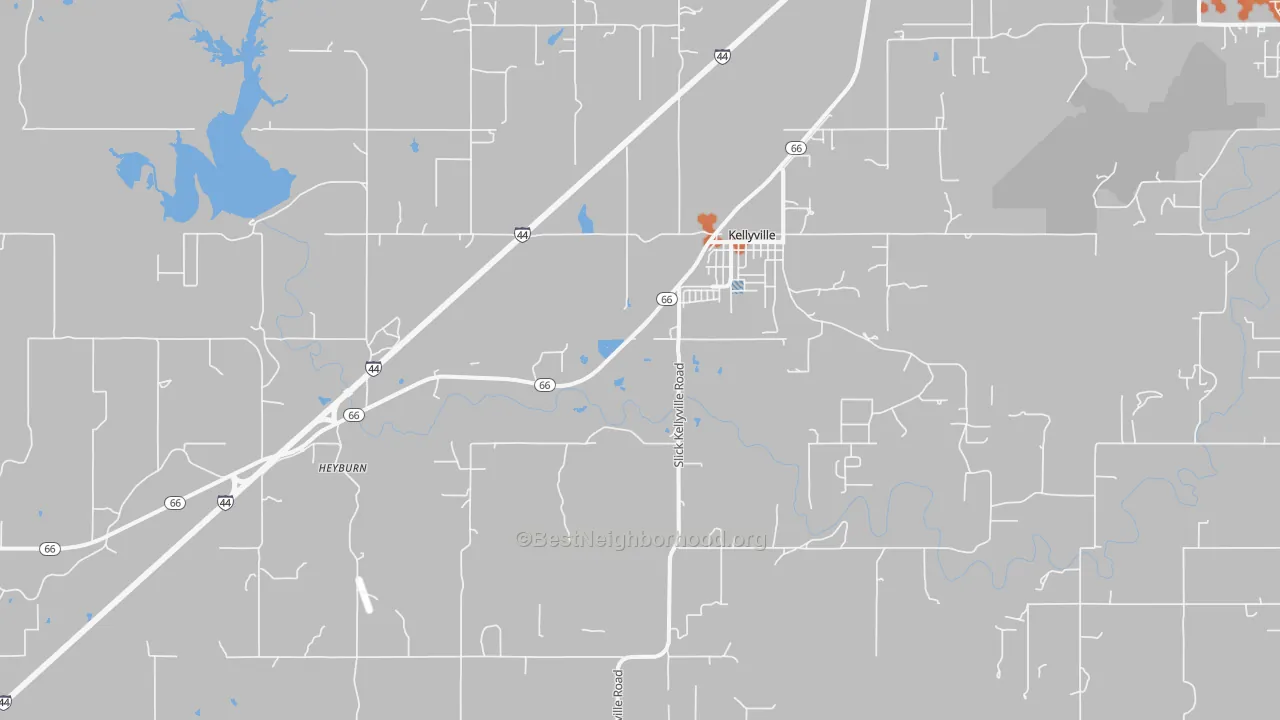 Bike Grade map of Kellyville, OK