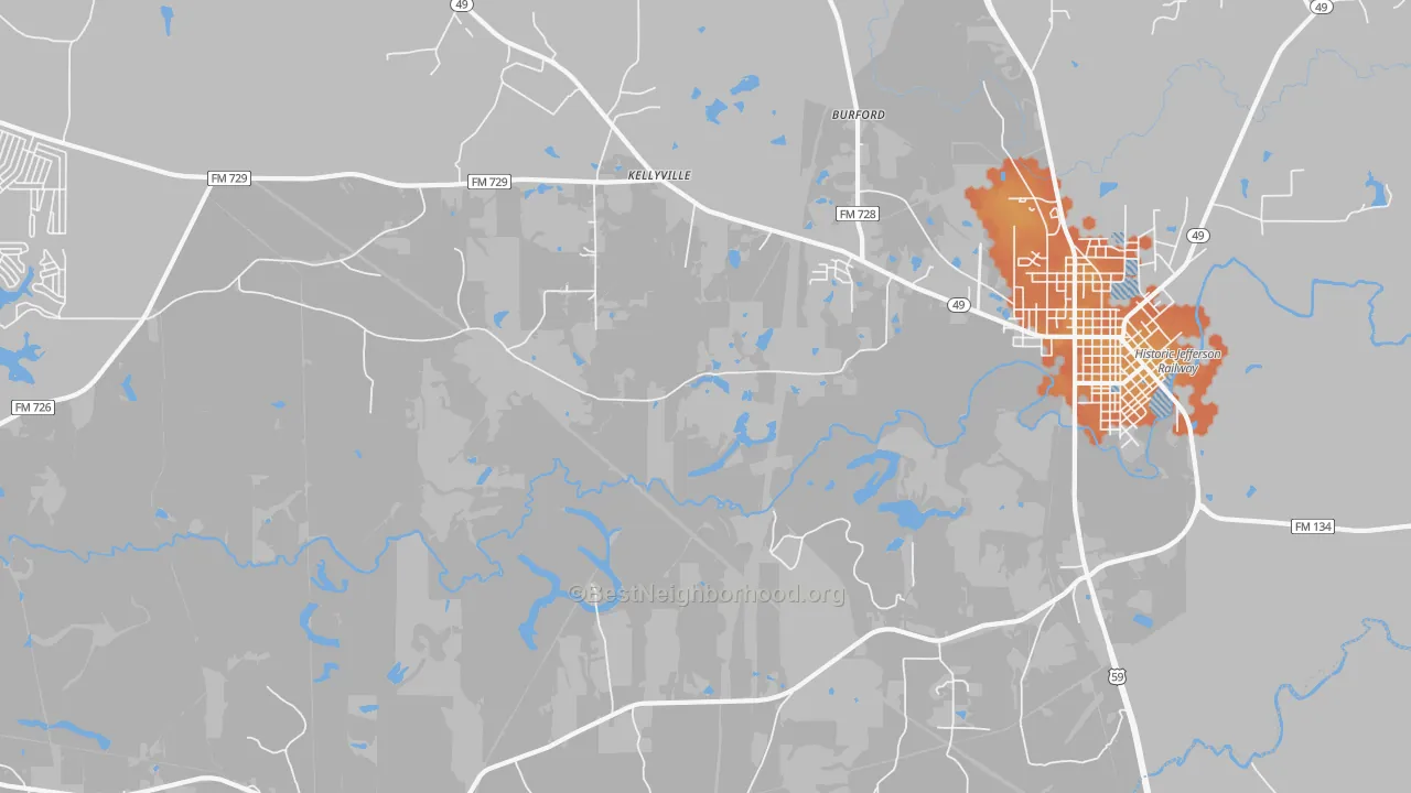 Bike Grade map of Kellyville, TX