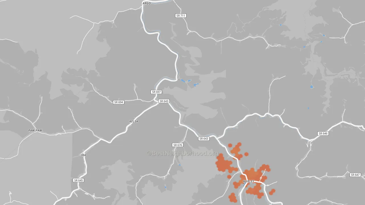 Bike Grade map of Kelsa, VA