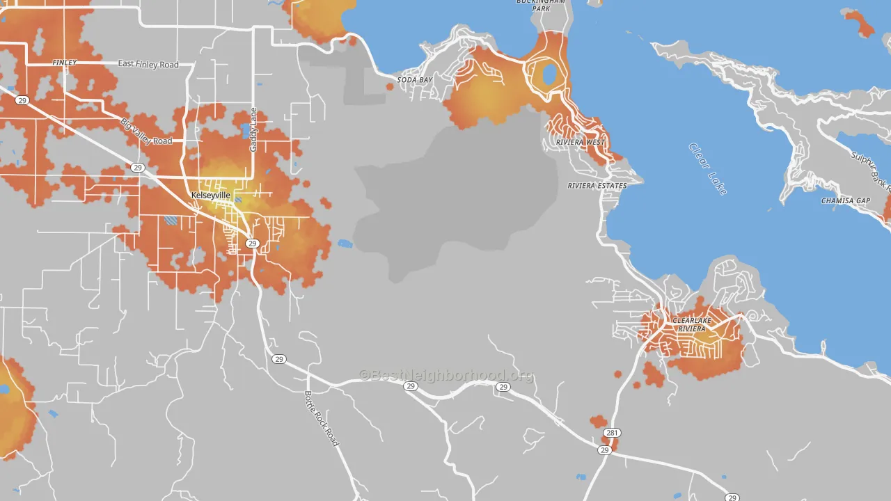 Bike Grade map of Kelseyville, CA
