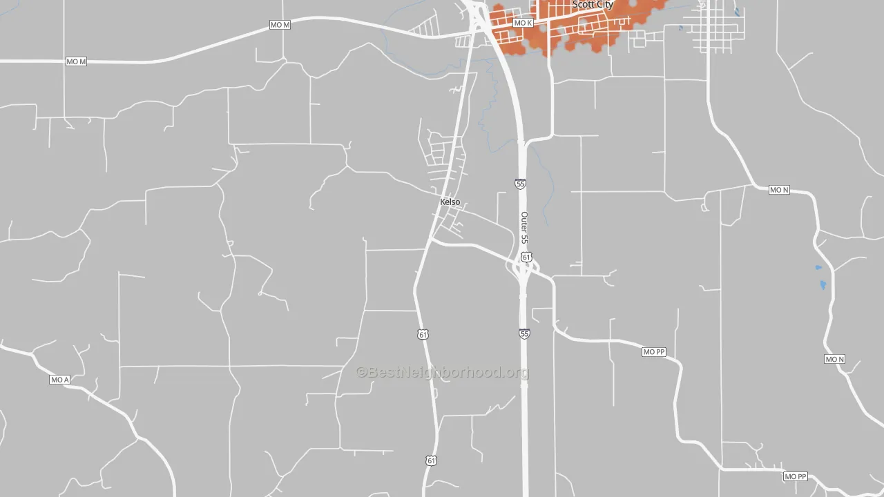 Bike Grade map of Kelso, MO