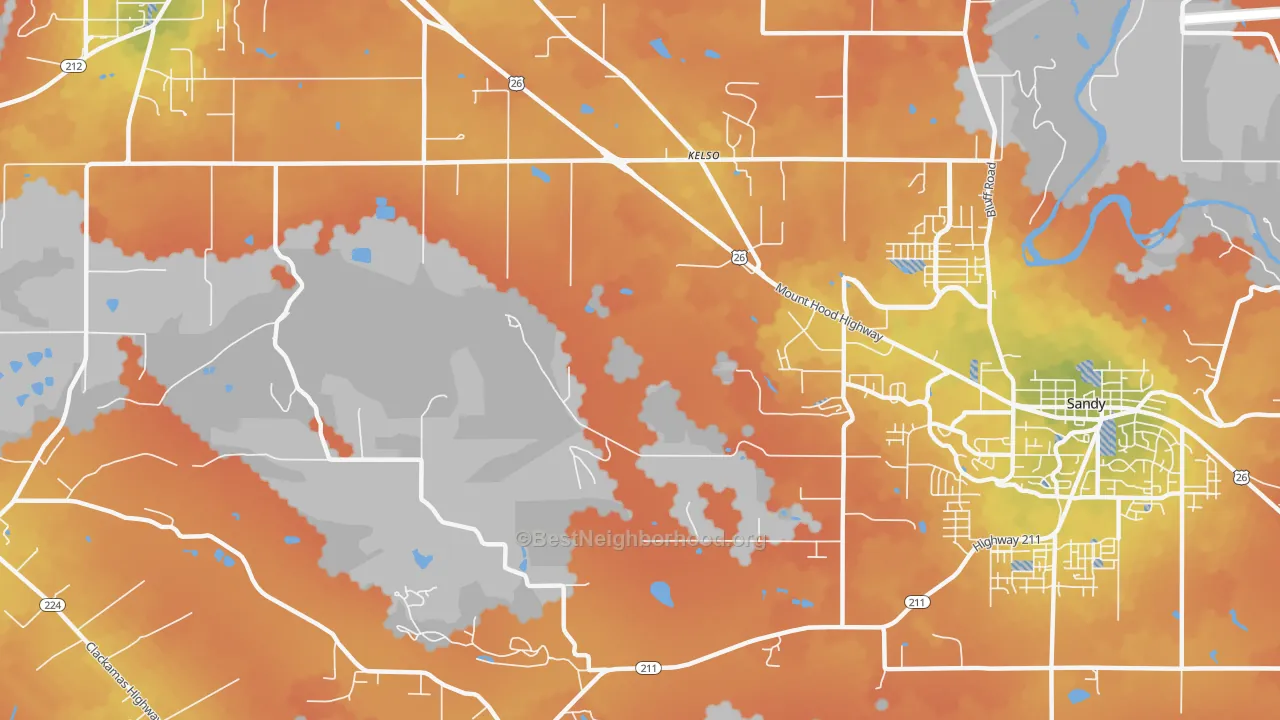 Bike Grade map of Kelso, OR