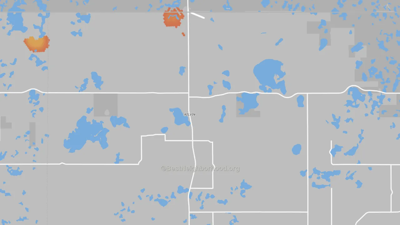 Bike Grade map of Kelvin, ND