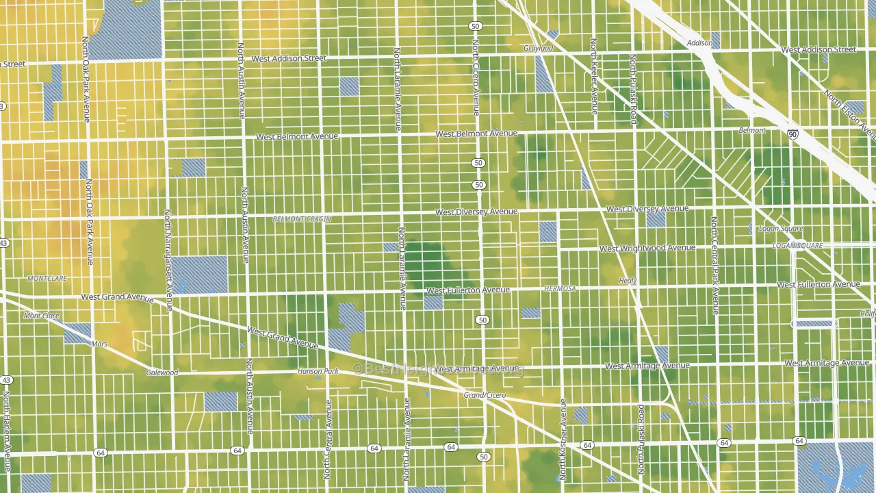 Bike Grade map of Kelvyn Grove, Chicago, IL