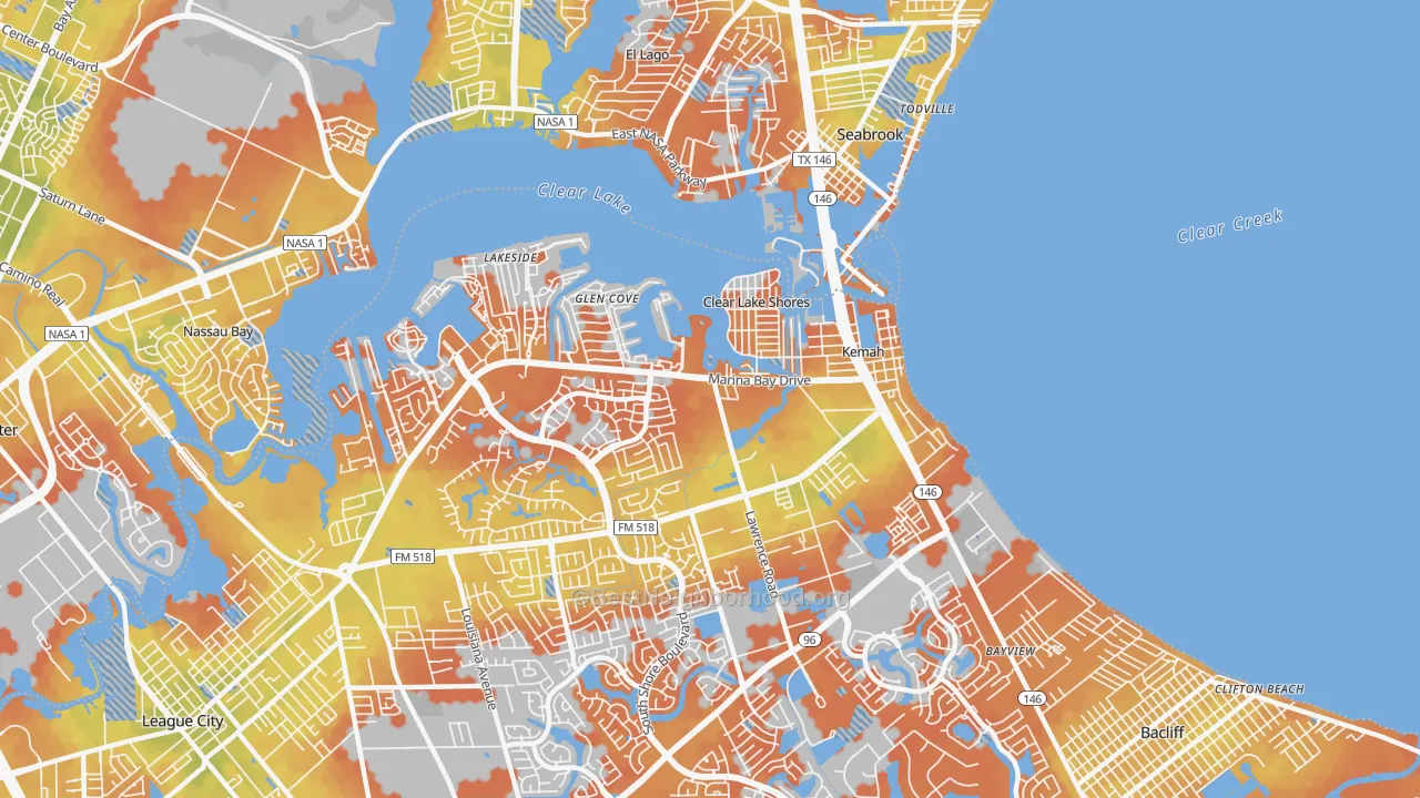Bike Grade map of Kemah, TX