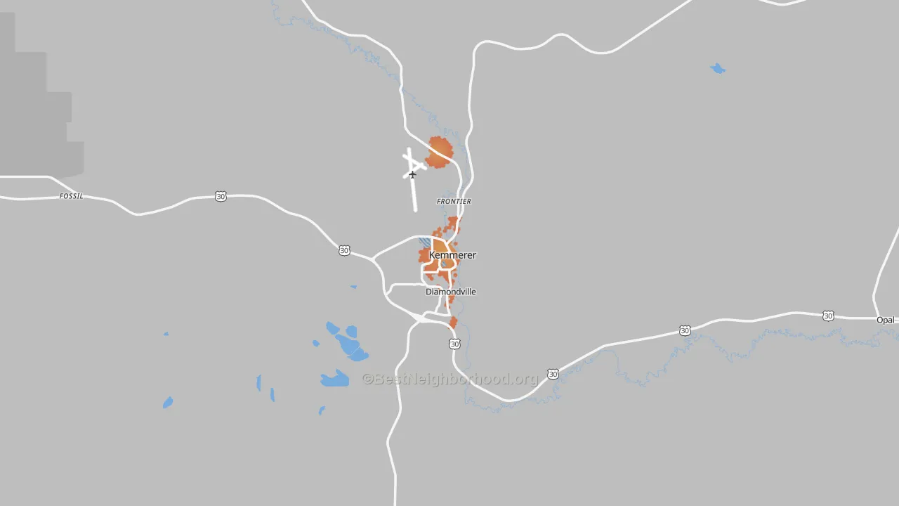 Bike Grade map of Kemmerer, WY