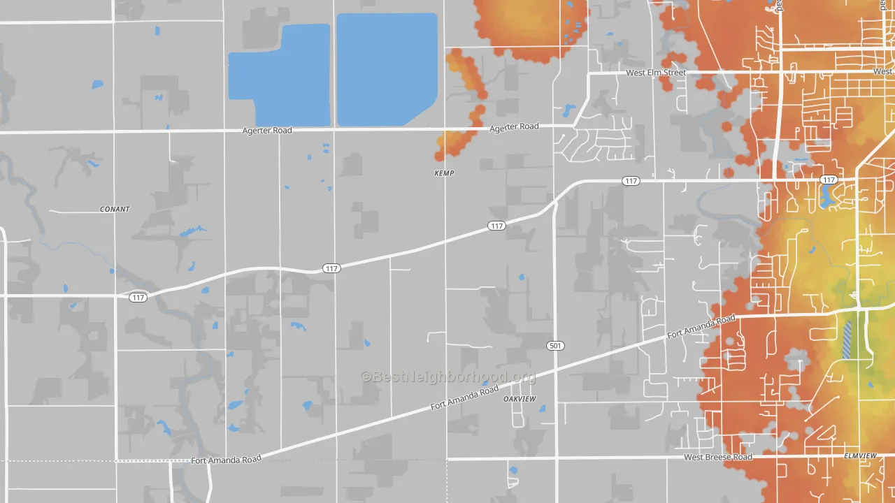 Bike Grade map of Kemp, OH