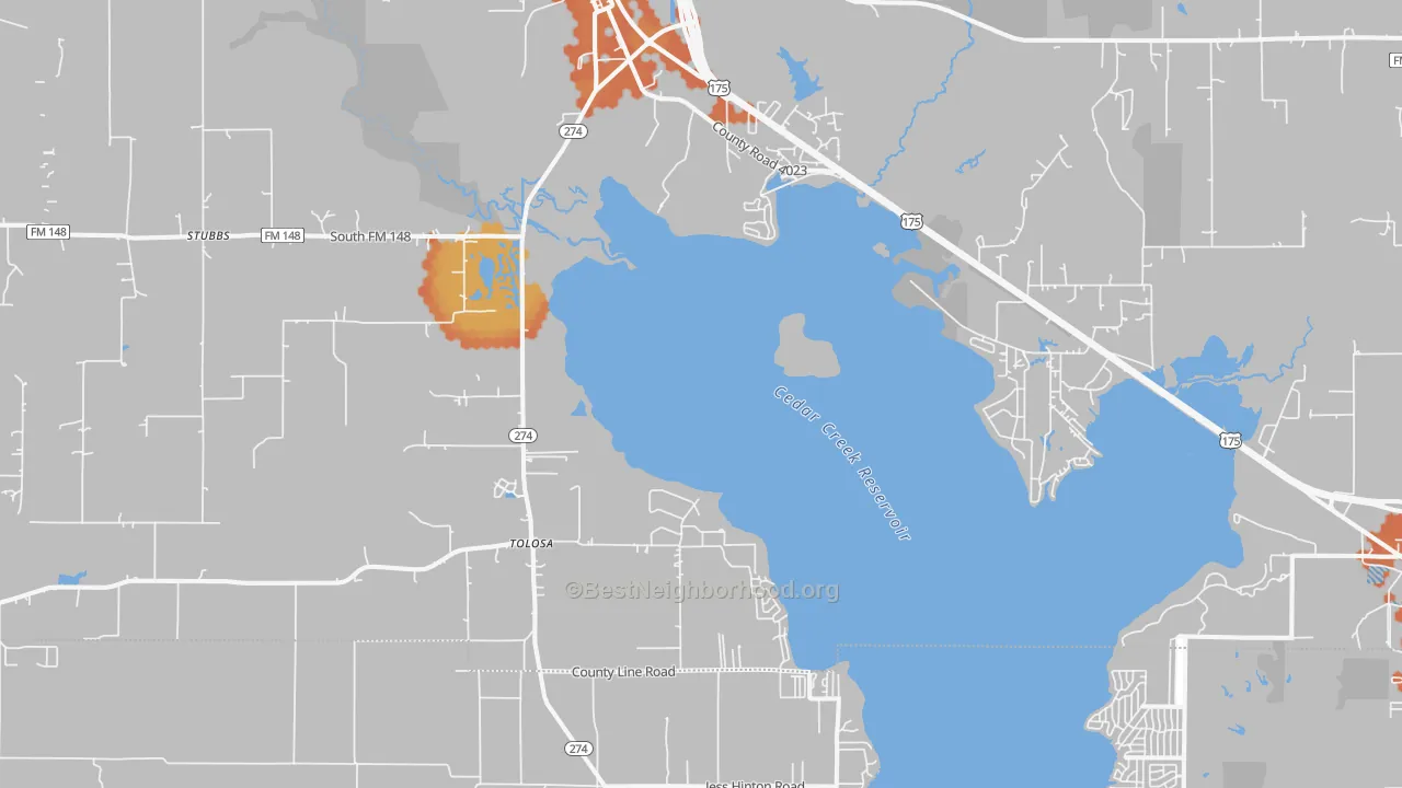 Bike Grade map of Kemp, TX