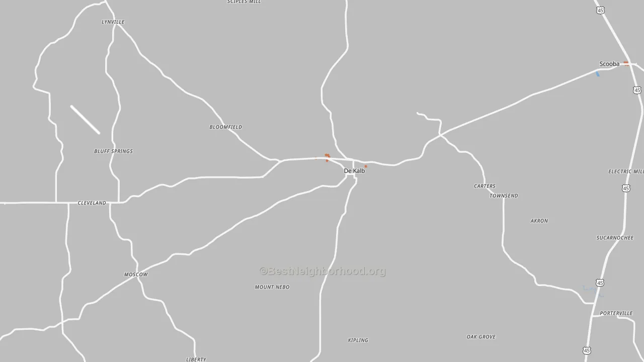 Bike Grade map of Kemper County, MS