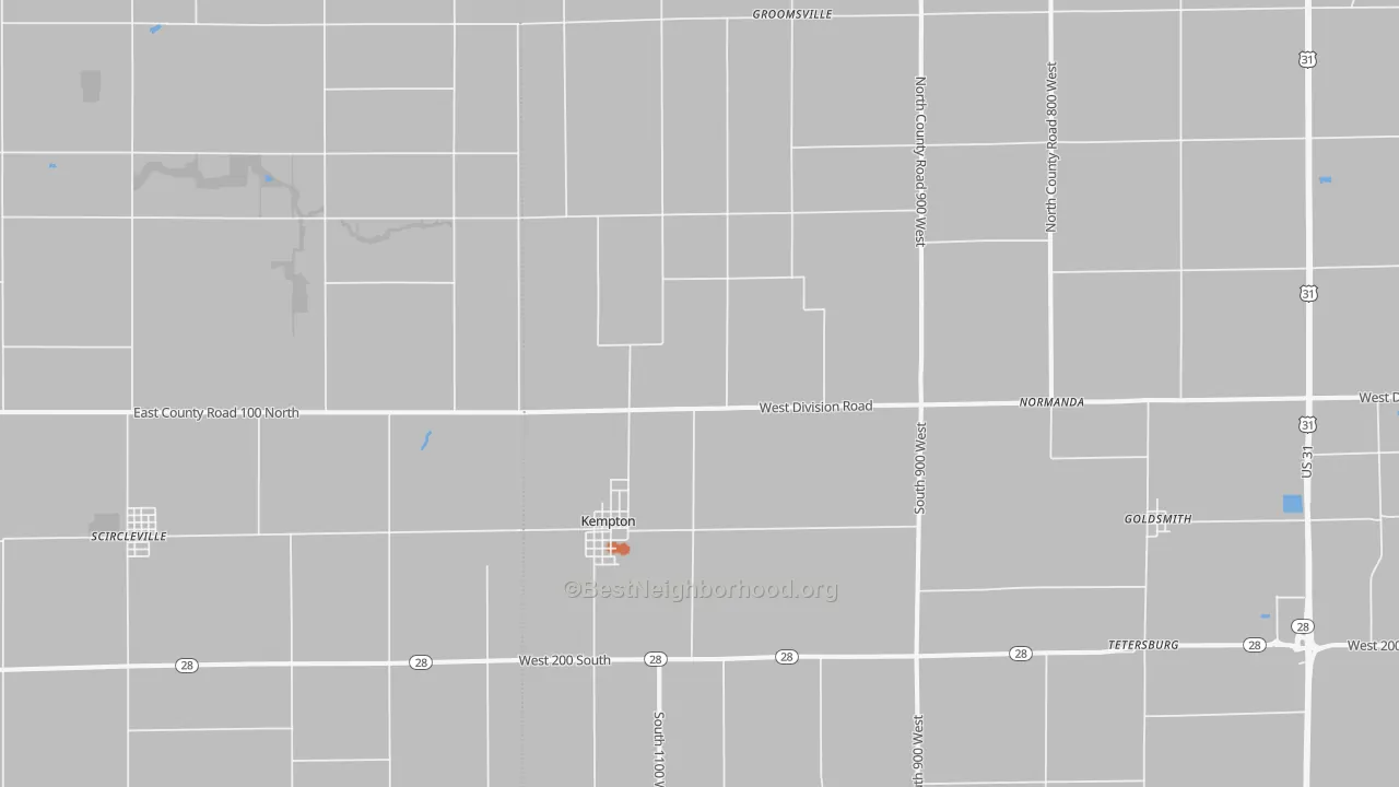 Bike Grade map of Kempton, IN