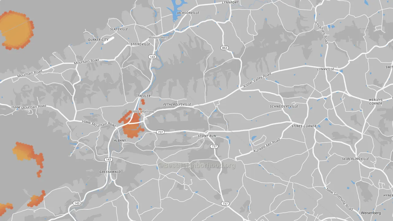 Bike Grade map of Kempton, PA