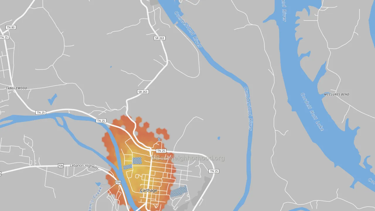 Bike Grade map of Kempville, TN